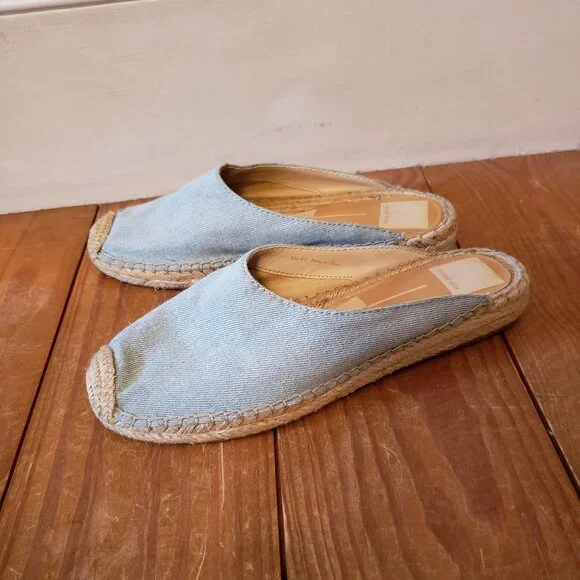 SALE Dolce Vita denim mules flats US 5.5 bohemian beach - Picture 3 of 8